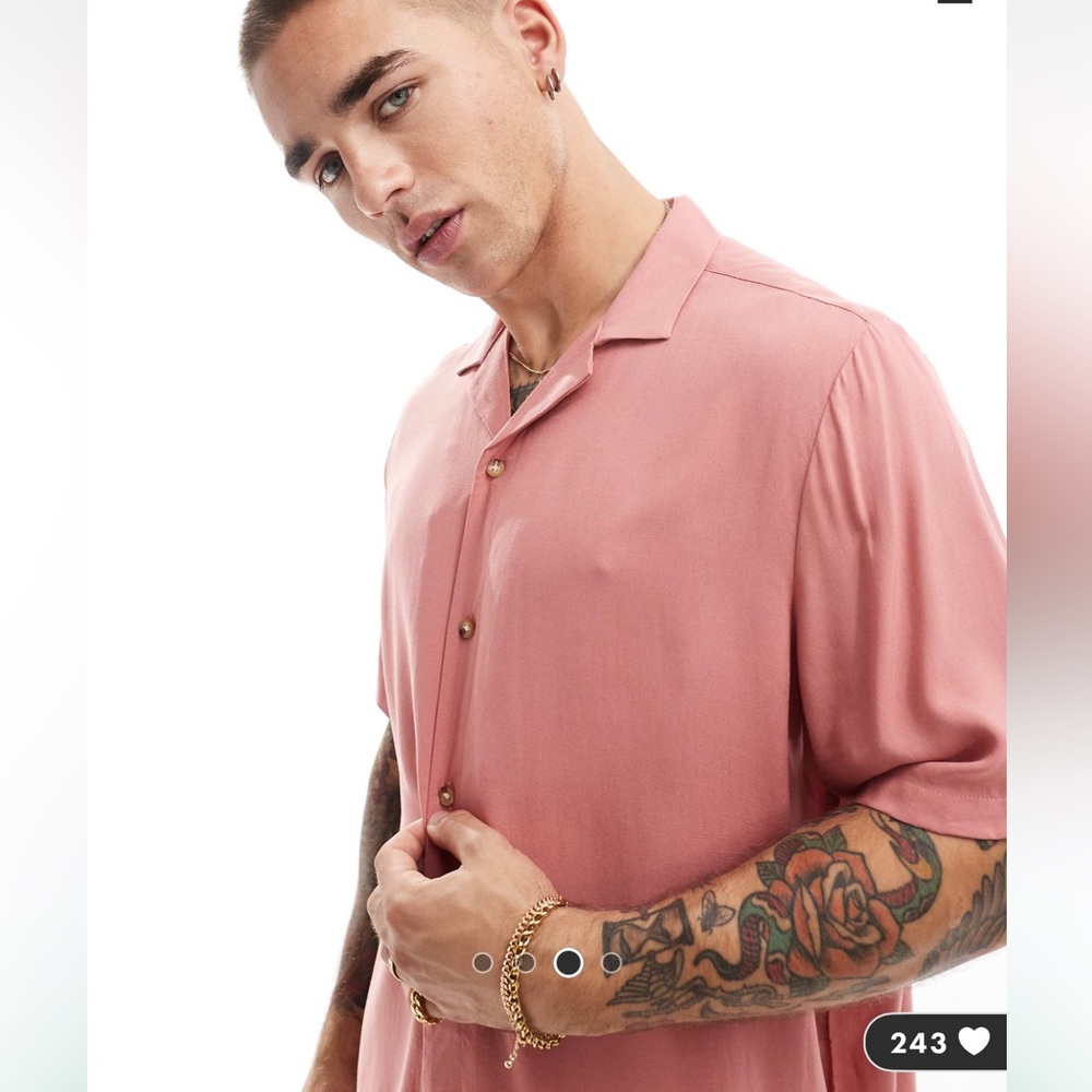 Men's Casual Button-Up Shirt - Rust